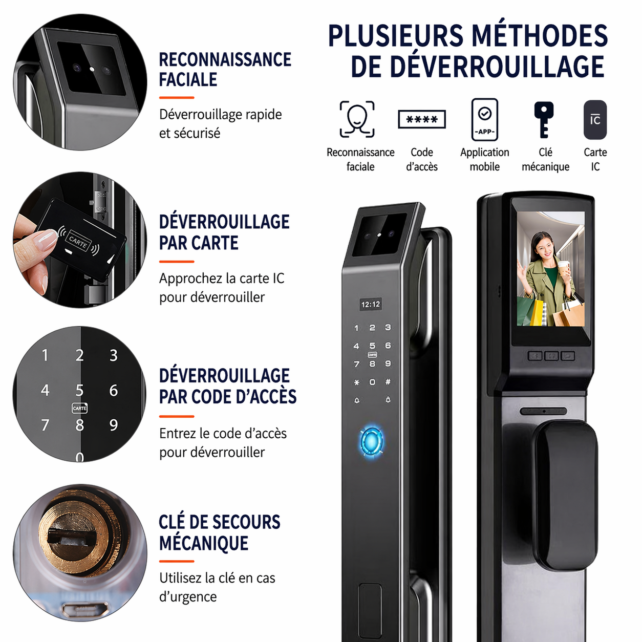 Serrure connectée Haut de Gamme - Accès Sans Clé, Reconnaissance faciale & Contrôle à Distance
