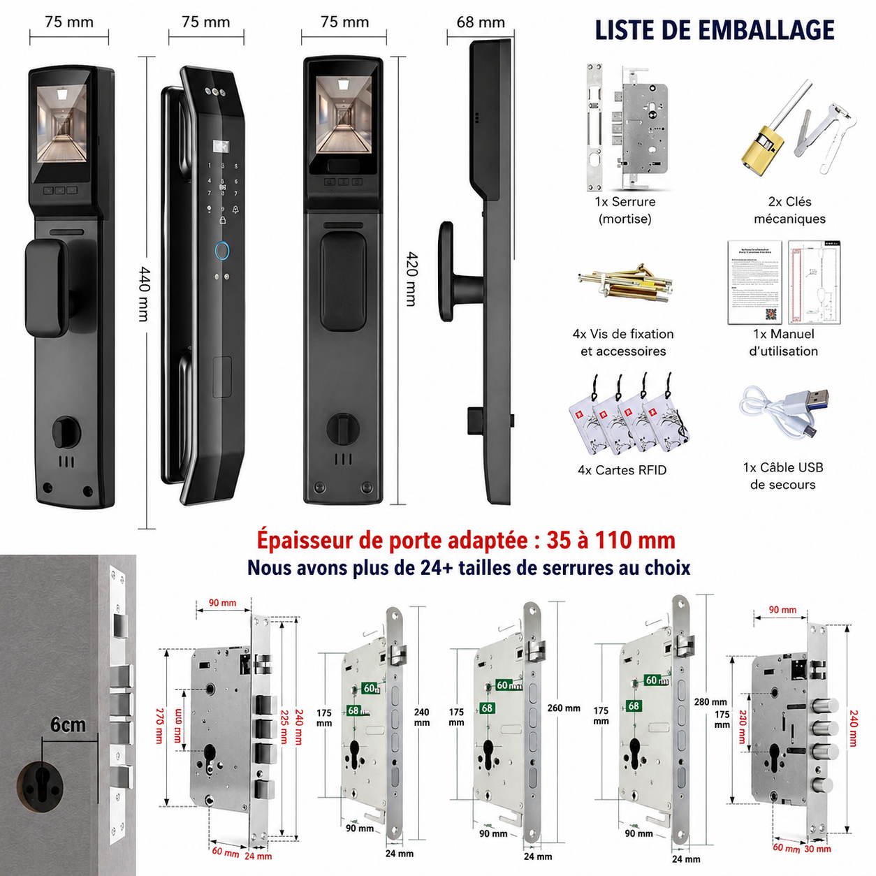 Serrure connectée Haut de Gamme - Accès Sans Clé, Reconnaissance faciale & Contrôle à Distance