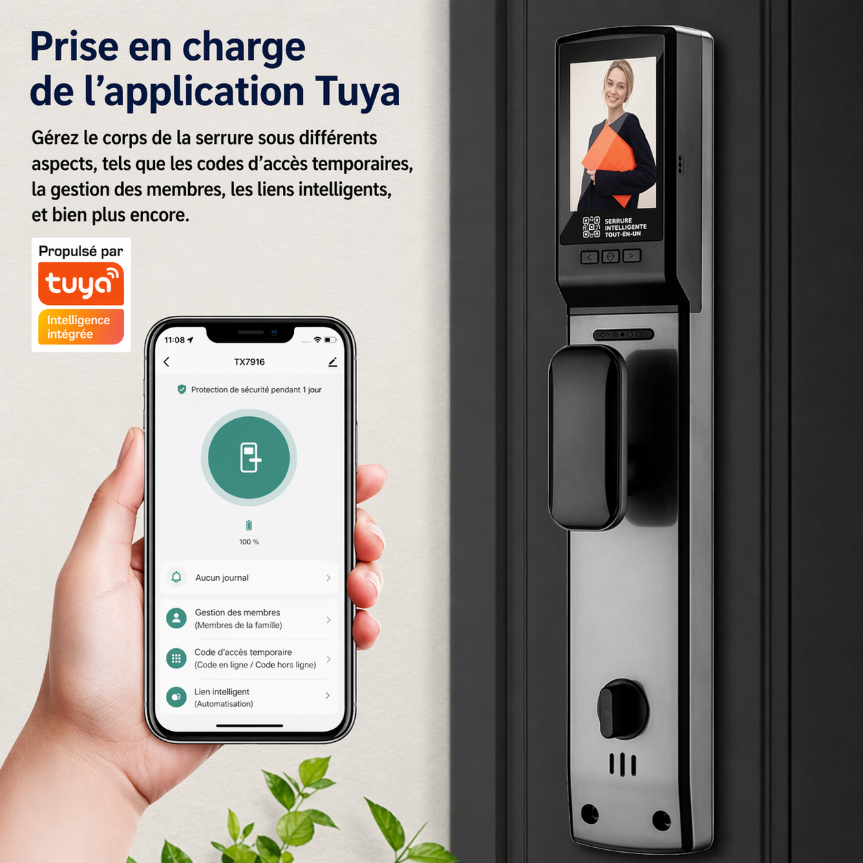 Serrure connectée Haut de Gamme - Accès Sans Clé, Reconnaissance faciale & Contrôle à Distance