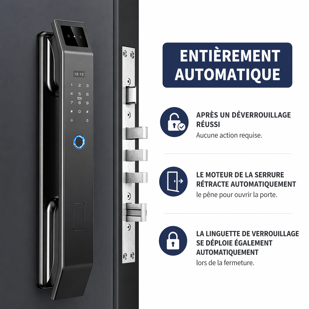 Serrure connectée Haut de Gamme - Accès Sans Clé, Reconnaissance faciale & Contrôle à Distance